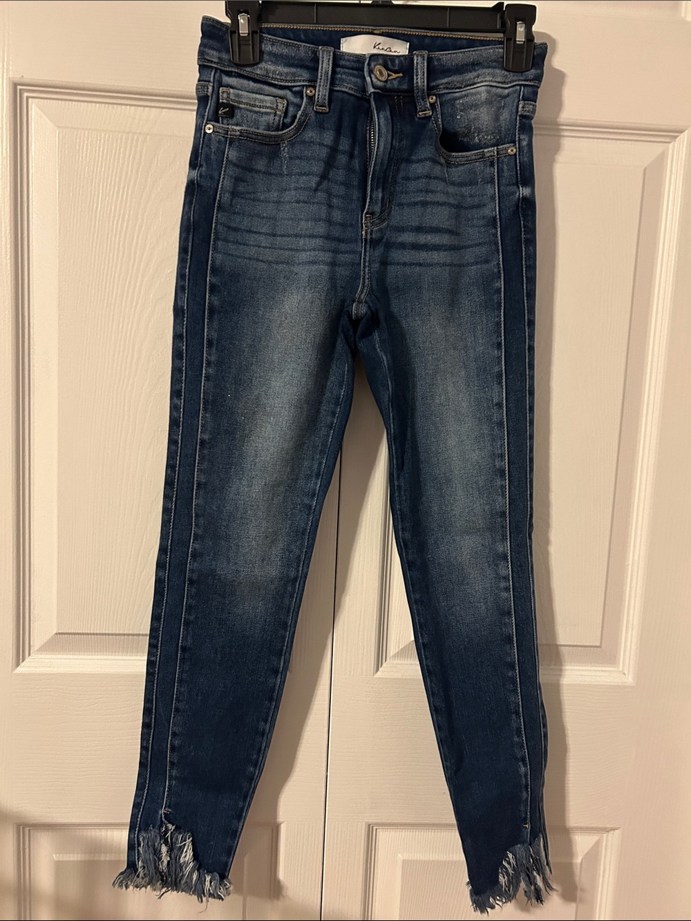 KanCan Dark Blue Skinny Jeans with Frayed Hem
